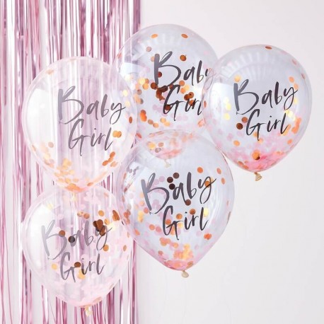 5 Globos de Confeti Baby Girl