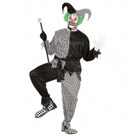 Disfraz Evil Jester Blanco y Negro para Adulto Disfraz Evil Jester Blanco y Negro para Adulto