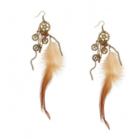 Pendientes Steampunk con Plumas