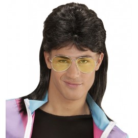 Peluca Mullet Años 80 con Gafas