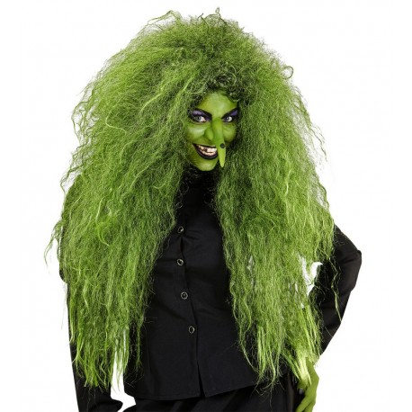 Peluca Bruja Verde Rizada