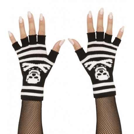 Guantes Sin Dedos de Calavera y Huesos Cruzados