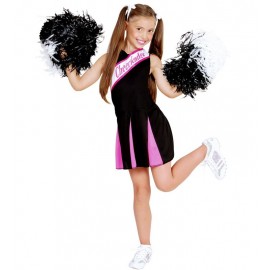 Disfraz de Cheerleader Negro y Rosa Infantil