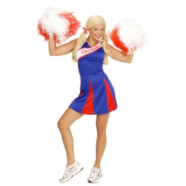 Disfraz de Cheerleader Azul y Rojo Mujer