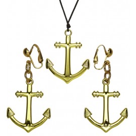 Collar y Pendientes Ancla Dorada