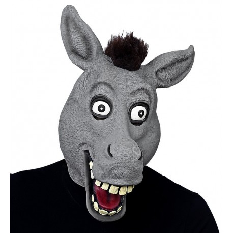 Máscara Cabeza Completa Burro Ojazos con Pelos