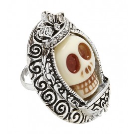 Anillo Plateado con Calavera Blanca y Strass Anillo Plateado con Calavera Blanca y Strass