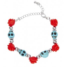 Pulsera Calaveras Azules y Rosas Pulsera Calaveras Azules y Rosas