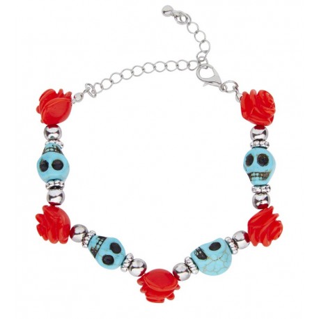 Pulsera Calaveras Azules y Rosas