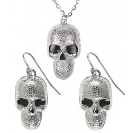 Collar y Pendientes Calavera Plateados Collar y Pendientes Calavera Plateados
