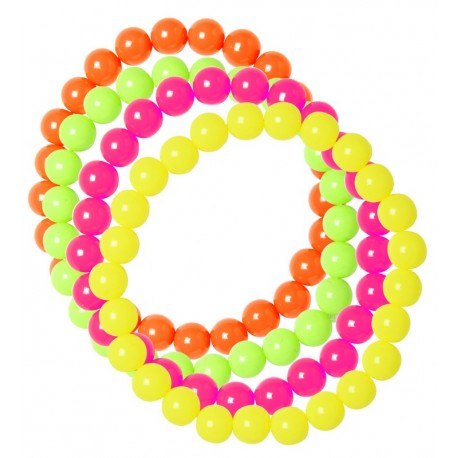 Set de 4 Pulseras Fluorescentes de Cuentas