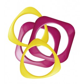 4 Pulseras Disco Rosa y Amarillo