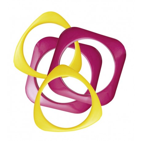 4 Pulseras Disco Rosa y Amarillo