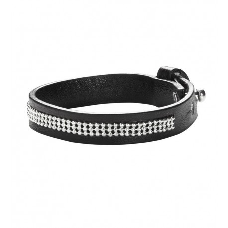 Pulsera en Cuero Negro con Tachuelas
