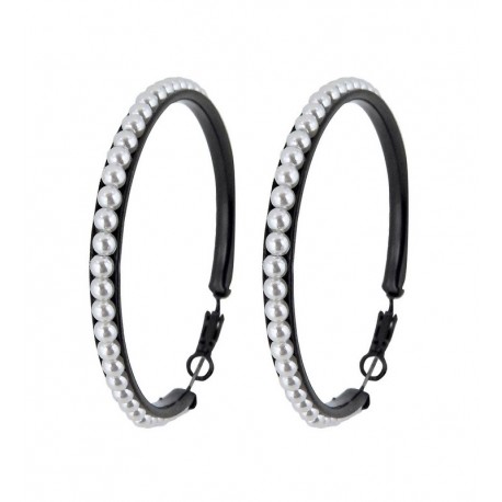 Pendientes Negros de Tachuelas con Perlas