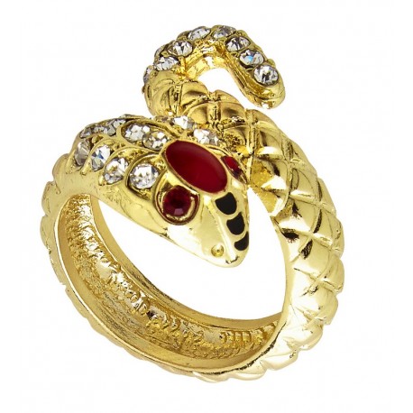Anillo Serpiente Oro Ojos Rojos