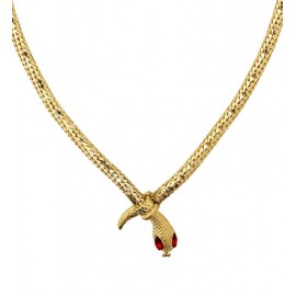 Collar Serpiente Dorada con Ojos Rojos