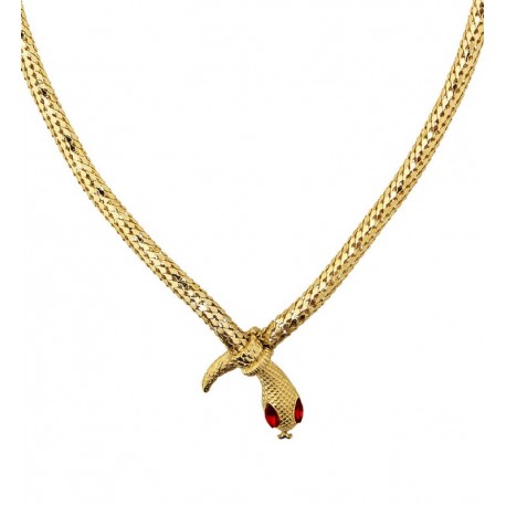 Collar Serpiente Dorada con Ojos Rojos