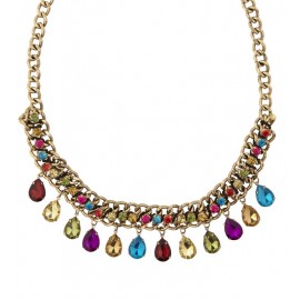 Collar de Oro con Gemas de Colores