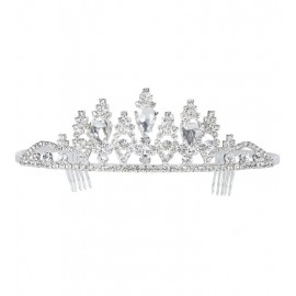 Tiara Plateada con Strass Lujo