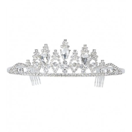 Tiara Plateada con Strass Lujo