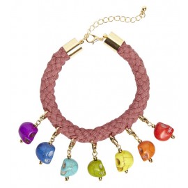 Pulsera de Cuerda con 7 Calaveras de Colores Pulsera de Cuerda con 7 Calaveras de Colores