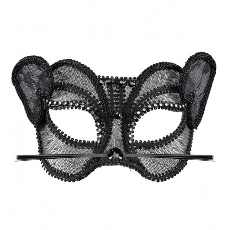 Máscara Gato Fashion de Encaje y Strass
