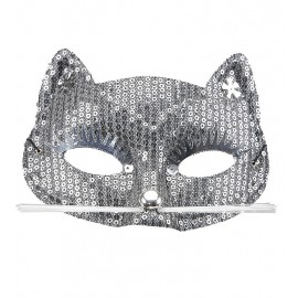 Máscara Gato con Lentejuelas Plateadas Máscara Gato con Lentejuelas Plateadas