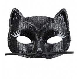 Máscara Gato con Lentejuelas Negras Máscara Gato con Lentejuelas Negras