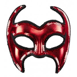 Máscara Diablo Metalizada con Ribete en Lentejuelas