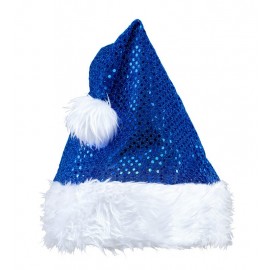 Sombrero de Papa Noel Azul de Lentejuelas