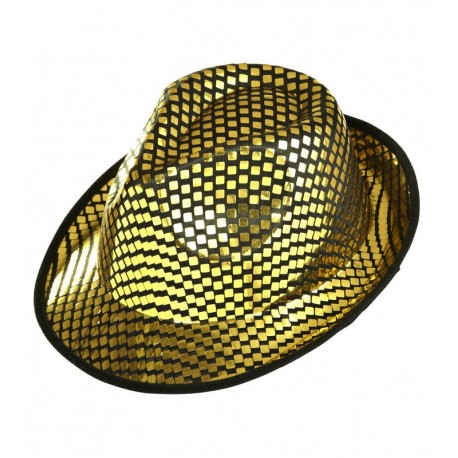 Fedora con Lentejuelas Cuadradas