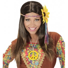 Peluca Hippie con Cinta de Girasol