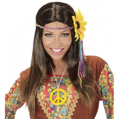 Peluca Hippie con Cinta de Girasol