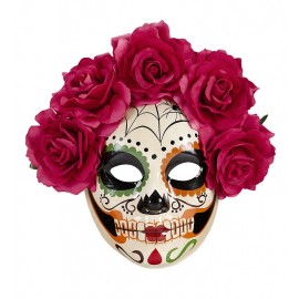 Máscara Cara Completa Día de Los Muertos con Rosas