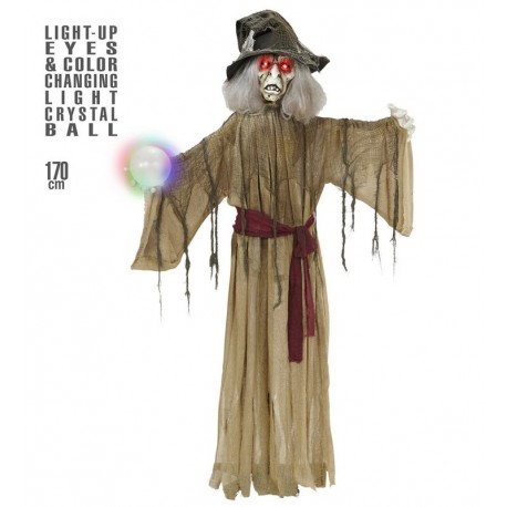 Bruja con Ojos Luminosos y Bola Cambia de Color