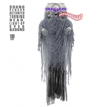 Grim Reaper Animado con Cabeza Que Gira, Luz y Sonido 100 cm