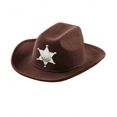 Sombrero Vaquero de Fieltro Marron con Estrella Sheriff