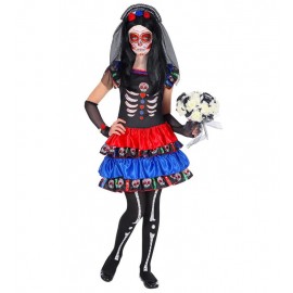 Disfraz Dia de Los Muertos Azul Niña