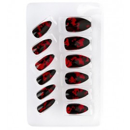Set de 12 Uñas Negras Ensangrentadas Set de 12 Uñas Negras Ensangrentadas