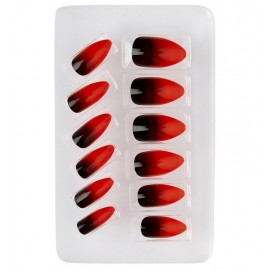 Set de 12 Uñas Negras Sombreadas Rojo Set de 12 Uñas Negras Sombreadas Rojo