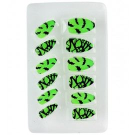 Set de 12 Uñas Fluoerescentes Murciélagos Set de 12 Uñas Fluoerescentes Murciélagos