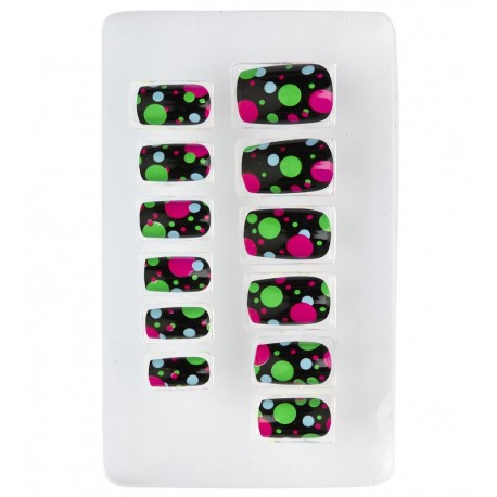 Set de 12 Uñas Bolitas Neon
