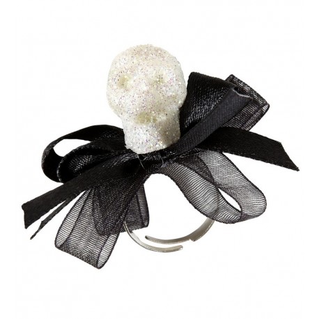 Anillo Glitter Calavera y Lazo