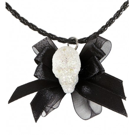 Collar Glitter Calavera y Lazo