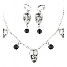 Collar y Pendientes Calavera de Plata Collar y Pendientes Calavera de Plata