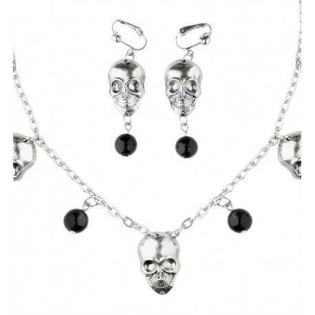 Collar y Pendientes Calavera de Plata