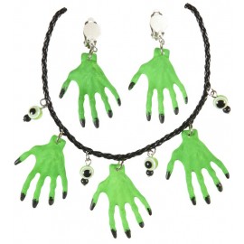 Collar y Pendientes Manos de Bruja