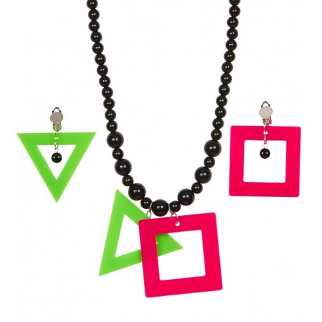 Set de Collar y Pendientes Fluorescentes