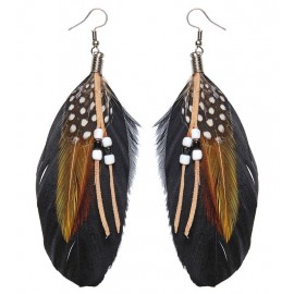 Pendientes Pluma con Perlitas Pendientes Pluma con Perlitas